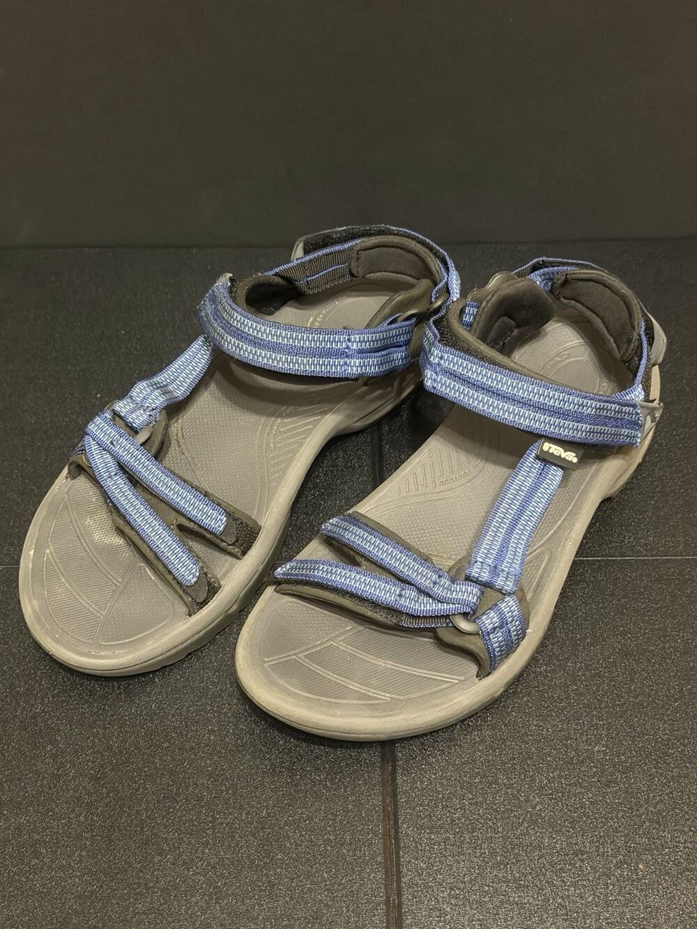 Teva Sandals Shoes Womens Size 7 Blue Strappy Hook Loop Comfort Outdoor
